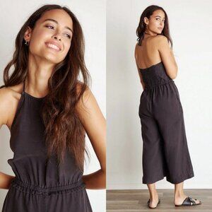NWT Bella Dahl Smocked Back Halter Jumpsuit Carbon Grey Size‎ XS Wide Leg Tencel